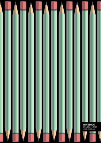 Pencil Notebook - A4: (Dark Green Edition) Fun notebook 192 lined pages (A4 / 8.27x11.69 inches / 21x29.7cm)