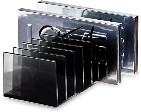 iDesign Make-up Organizer, Make-up Paletten Organizer mit 7 Fächern aus der Signature Series by Sarah Tanno, Kosmetik Aufbewahrung aus Kunststoff für Schmink-Paletten, Grau