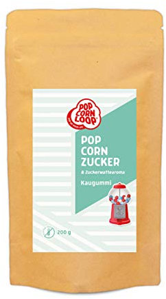 Popcornloop® Popcorn und Zuckerwatte Zucker Kaugummi Aroma 500gr perfekt geeignet für Zuckerwatte und Popcorn zum zubereiten Zuhause Süßes Premium Zuckeraroma