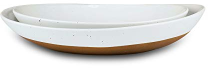 Mora - Set di 2 piatti ovali in ceramica per intrattenimento, piatti moderni da cucina per cena, frutta, insalata, tacchino, ecc.