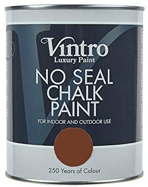 Vintro | No Seal Chalk Paint | Dark Brown | Interior & Exterior Use | Furniture | Walls | Wood | Metal | 1 Litre (Chocolate)
