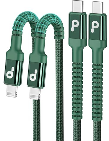 2Pack USB C to Lightning Cable 6FT [Apple MFi Certified] USB-C Fast iPhone Charging Cord, Type C Charging Cord Compatible with iPhone 12 11 Pro Max Mini X XS XR 8 Plus 10 7 6 SE, iPad 8th (Green)