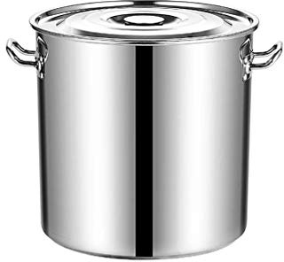 WHLMYH Pot,Soup Pot with Lid,Stainless Steel Stock Pot Casserole High Capacity,with Two Handles,Suitable for All Stove Tops,Silver,40Cm*40Cm