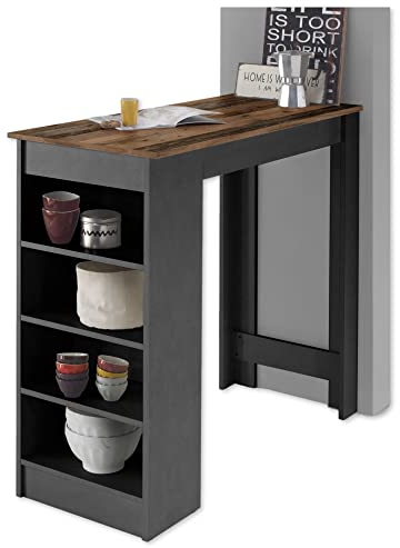 Stella Trading Mojito Moderna Mesa de Bar en Aspecto de Estilo Antiguo, mostrador Que Ahorra Espacio para Cocina y Comedor, Madera de ingeniería, Old Style/Óxido de Hormigón, 115 x 103 x 50 cm