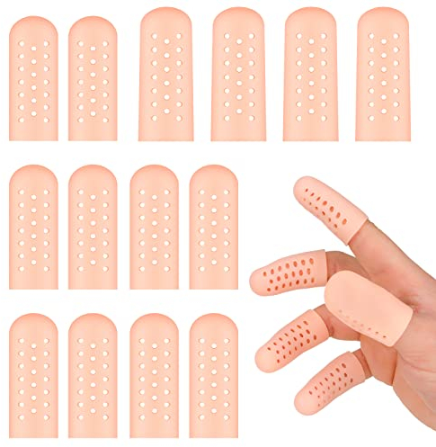 ALTcompluser 14PCS Fingerschutz Silikon, Gel Fingerlinge Atmungsaktive Fingerkappen, Fingerkuppenschutz bei Verletzung für Bei Blasen, Fingerknacken, Fingerarthritis