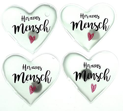 MC-Trend 4er Set Taschenwärmer Handwärmer für warme Hände und Finger, Wiederverwendbare Wärmekissen (4er Set Herzensmensch)