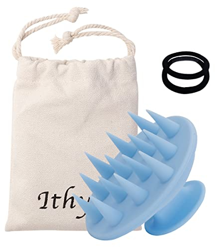 Ithyes scalp massager,spazzola massaggio cuoio capelluto,massaggiatore testa, per lavare i capelli, shampoo, in silicone puro, blu