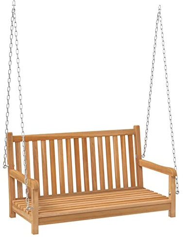 Gecheer Hollywoodschaukel Gartenschaukel Hängeschaukel Schaukelbank Gartenbank Schaukel Gartenmöbel Bank Massivholz Teak 114x60x64 cm