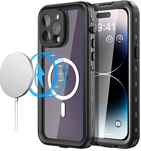 AICase Custodia impermeabile per iPhone 14 Pro Max(6.7) compatibile con MagSafe. Resistente alla neve, alla polvere e agli urti, protezione completa certificata IP68 per iPhone 14 Pro Max