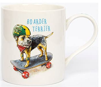 Paranoid Fish Border Terrier Mug Skate Boarder Terrier Coffee Mug 300ML