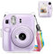 Fintie Hülle für Fujifilm Instax Mini 12 Sofortbildkamera - Transparent Hart Schutzhülle mit Film Tasche und Abnehmbaren Regenbogen Riemen, Crystal