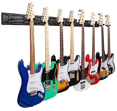 STRICH Gitarren-Wandhalterung, für 8 Gitarren, starker Aluminium-Metall-Gitarrenhalter, verstellbares Gitarren-Display-Set, SMH-08A