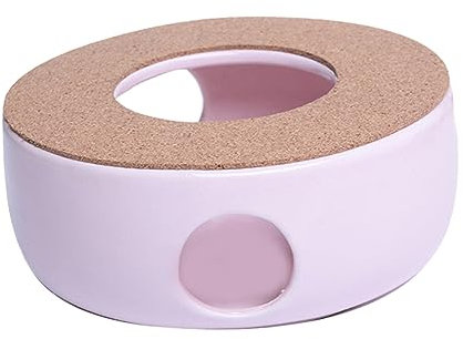 COHEALI Keramik Teewärmer Stövchen Teekannenwärmer Teelicht Heizboden Milchwärmer für Glaskanne Kerzenhalter Rosa für Zuhause Büro Café