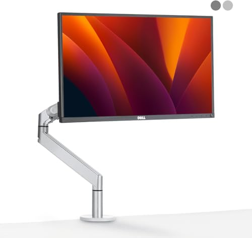 ALBERENZ® Einzel Monitorhalterung mit Gasfeder, Verstellbarer Monitorarm für 17-40 Monitore, ergonomisches Design, höhenverstellbar und neigbar, Farbe Silber