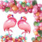 PLATEYTR Hawaii Deko Flamingo Ballons, Tropische Luftballon Girlande Flamingo Tropical Balloon mit Geburtstags Banner, Palmblatt Hawaiian Luftballons für Luau Sommer Tropische Themen Party Dekoration