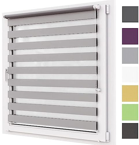 Verdunkelung Dachfenster Rollo 115x250cm Hitzeschutz und Sichtschutz, Seitenzugrollo Sonnenschutz Rollo inkl. Montagematerial, für Fenster und Tür, Hellgrau
