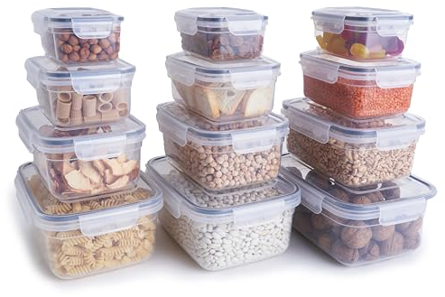 All-for-Home Frischhaltedosen mit Deckel Luftdicht | 12er Set Vorratsbehälter | Aufbewahrungsbox mit Deckel | BPA FREI | Küchen organizer | Kühlschrank organizer | Brotdose | Lunchbox|Meal prep Boxen