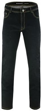 BLACKWILD Pantalones vaqueros de moto con protección Kevlar | Rodilleras incluidas | Protección de cadera actualizable – Ideal para moto, MTB, Negro , 32W x 32L