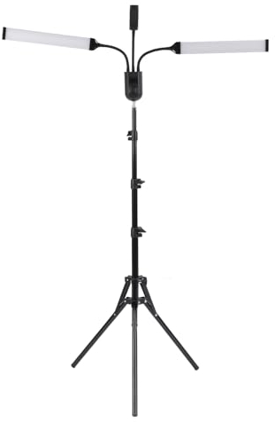 Lampe à Cils, Lampe de Studio LED à Double Bras, Lampe de Tatouage sur Pied, avec Trépied et Support de Téléphone, pour Maquillage, Extension de Cils, Diffusion en Direct (Prise