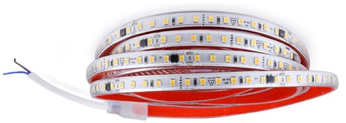 FOLGEMIR 4m Warmweiß LED Band mit IC, direkt an AC 220V, selbstklebend, 2835 SMD 120 Leds/m Streifen, helle Beleuchtung, IP65 wasserdicht