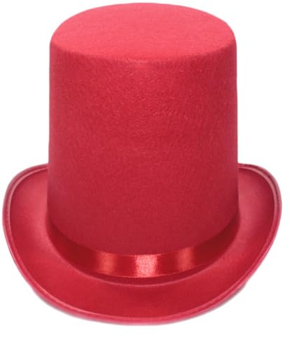 Fedora Zylinderhut, weiß, kurze Krempe, Zaubererhut, Überraschung, Freund, Vater, Onkel, lässig, Höhe: 20 cm, Rot Q, 1-2