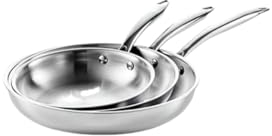 LRTYZBD Poêle à frire antiadhésive en acier inoxydable pour steak frit, poêle à œufs, cuisinière à gaz, four – Blanc – Fruit pêche 5 || 16 cm