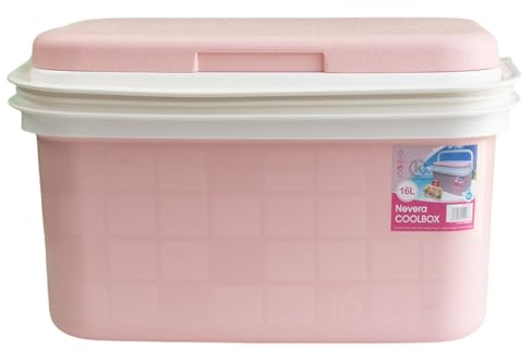 KROWN - Nevera Portátil Térmica, Color Rosa Pastel, Polipropileno, Ideal para Actividades al Aire Libre en el Jardín, Camping, Barbacoas, Picnic, Playa, Capacidad 16L