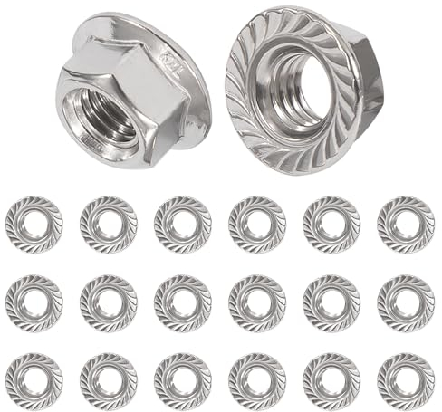 QIMEI-SHOP Dadi Flangiati M8 Esagonali in Acciaio Inox Autobloccanti Con Flangia e Dentatura Conforme allo DIN 6923 - 20 Pezzi