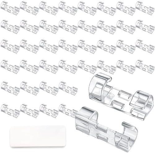40 Stück Kabelhalter Selbstklebend, Kabelklemmen mit Selbstklebenden Pads, Kabelclips Selbstklebend für Kabelmanagemen, Kabelhalter Kabel Verstecken für Weihnachtsdeko, Usb Ladekabel, Lichterkette