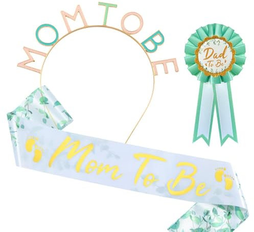 Tuxxjzm Écharpe de fête prénatale « Mom to Be » avec épingle « Dad to Be » - Élégante écharpe « Mother to Be » - Couronne « Momto Be » - Décoration de fête pour les mères enceintes
