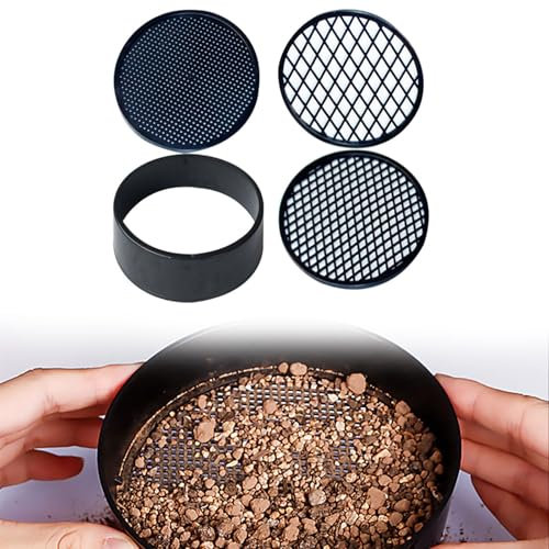 Tamiz De Jardin De Plástico,4 En 1 Tamiz De Jardin,Tamiz De Compost Para Tierra,Tamiz De Para Tierra Compost,Tamiz Redondo De Jardín,Tamiz De Suelo De Plástico,Con 3 Tamices Intercambiables,Negro