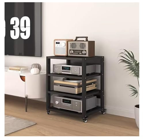 ZCFLWR HiFi-Systemeinheit Mobile AV-Multimedia-Einheit, Audio-/Videoturm, Stereoreceiver, Spielekonsole, TV-Zubehör, DVD-Player, CD-Lautsprecher, Verstärker, Plattenspieler, Regale für Elektrogerät
