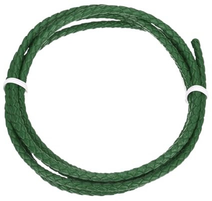 Rebower Round Braided Leather Cord 3mm Bolo Leather Cord String Rope for Jewelry Making, Necklaces, Bracelets, Wraps, Crafts, 1m/3.3Ft, Green
