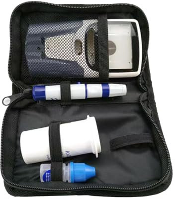 Small Diabetic Supply Case Travel Diabetes Supplies Medical Bag Organizer Blood Glucose Monitor Kit with Meter, Monitoring System, Testing Kits, Glucometer Strips, Lancing Device, Alcohol Prep Pads