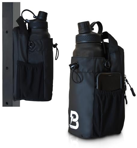 Benson Magnetische Fitnesstasche – Gürteltasche mit starker Magnetbefestigung -Flaschenhalter für bis 3000ml Flaschen - Handyfach - Karabiner – Für Damen & Herren – Ideal für Sport & Alltag & Fitness