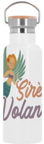 Bouteille Inox Gourde Thermo Isotherme - Sirène Volante Mignon Humour Fantaisie - 500 ml (17 oz)