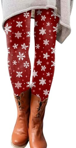 Elastische Hose Damen Damen-Leggings für den Weihnachtstag, und Winter, mit künstlerischem Spritzer-Aufdruck, weiche, Dehnbare Hose World Sticker Fun (Watermelon Red, XXXL)