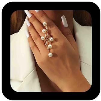 Enautoabs Bague Perle Vintage D'or Ajustable - Grappe Ouverte Bijoux Pour Femmes