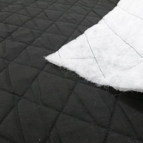 TOLKO 1m Steppfutter mit mattem Glanz | Futterstoff Futter-TAFT für Jacke Decke Kissen | Stoff zum Nähen Dekorieren | knitterarm | 140cm breit Modestoff Kleiderstoff Meterware (Schwarz Gesteppt)