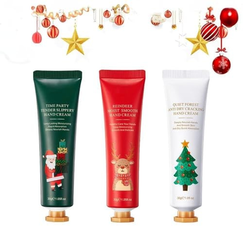 Handcreme Mini Set,Handcremes Set,3 Stück Winter-Handcreme für Sehr Trockene Hände, Kleine Geschenk für Frauen und Männer,Hände Fuß Feuchtigkeitscreme,Weihnachtsgeschen