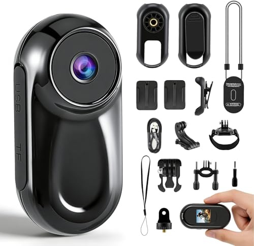 1080P Mini Body Camera, Wearable Thumb Action Camera, Portable POV Action Camera with Magnetic, Waterproof Case, Night Vision Function, Hands-Free Video Recorder for Travel/Bike(SD Card Not Included)