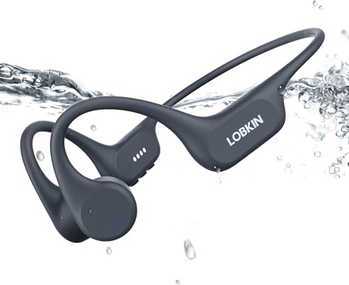 LOBKIN Knochenschall Kopfhörer Schwimmen,IP68 Wasserdicht Bluetooth 5.4 Open Ear Knochenschall Kopfhörer Bone Conduction Headphones mit 32G MP3 Player für Schwimmen Laufen Radfahrer