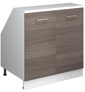 Vicco Dachschrägenschrank Rion, Edelgrau/Weiß, B80 x T60 cm mit 2 Türen, platzsparend für Dachschrägen