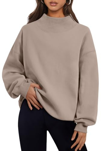 LILLUSORY Womens Oversized Sweatshirts UK Mock Neck Tops | Fleece Lined Hoodies Without Hood,Pullover Long Sleeve,Fall Autumn Fashion,Airport Travel Outfits,Capsule Wardrobe Clothing