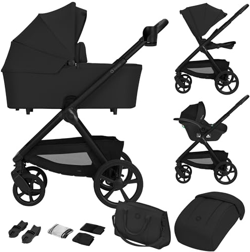 LIONELO Carmine 3 in 1 Kinderwagen 3 in 1 (0-4 Jahre, 0-22 kg) | Reisesysteme Set ADAC-Babyschale, Babywanne und Buggy, GravelTech Raeder, Federung, UPF50+, Liegeposition, Belueftung, Zubehö