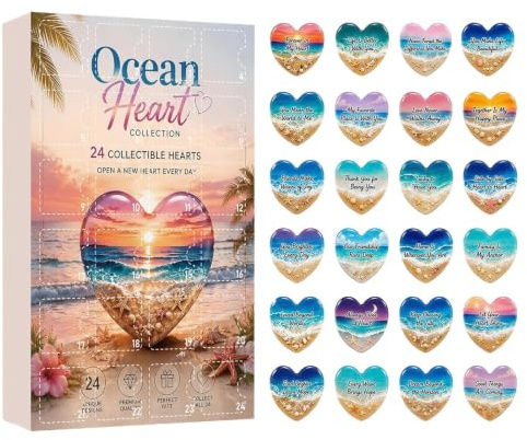 2026 Adventsspielzeug 24 Tage Sammlerstück Handgefertigtes 2D-Acryl-Herzorn