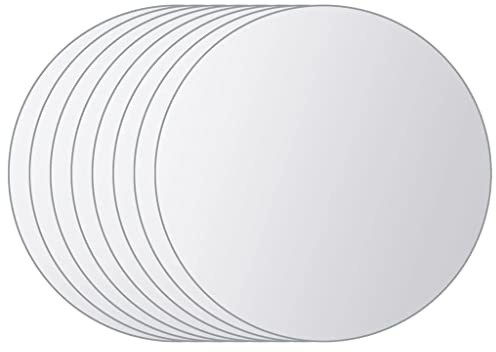 KKgypkn Lot de 8 carreaux de miroir ronds en verre, sans cadre, autocollants avec bandes adhésives, 8 miroirs ronds pour décoration murale, rendent les pièces plus lumineuses et plus grandes