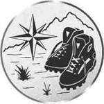 S.B.J - Sportland Pokal/Medaille Emblem, Motiv Wandern, Durchmesser 50 mm, Silber