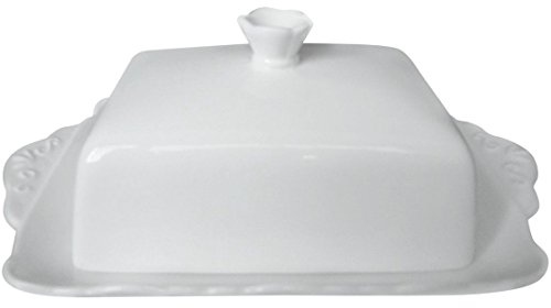 Butterdose Butter Dose aus Porzellan weiß 'Provence' von Chic Antique