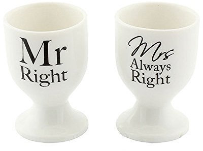 Set Of 2 Mr & Mrs Right Egg Cups - Wedding Gift